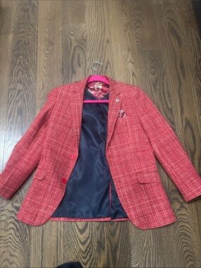 Boys Blazer / Sport Coat (Sz 10) Red Textured